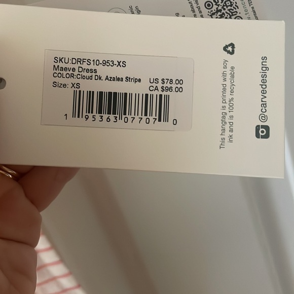 Carve designs Maeve dress in cloud/azalea stripe size xs - Picture 4 of 5